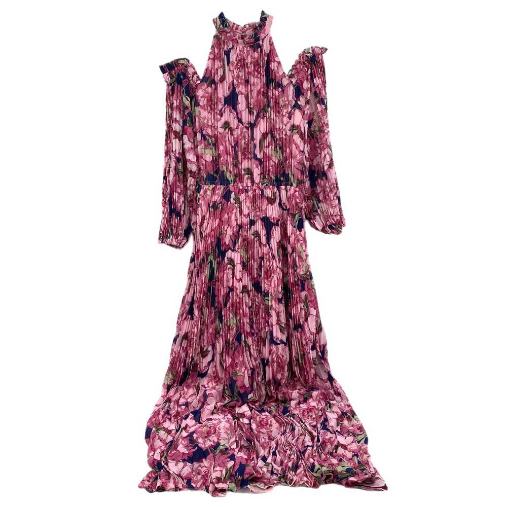 Petal & Pup Pink Blue Floral Pleated Maxi Dress High Neck | Womens L